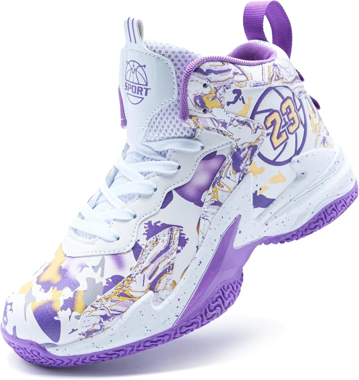 Men's Basketball Shoes Breathable Anti Slip Fashionable Graffiti Training Shoes Outdoor Shoes