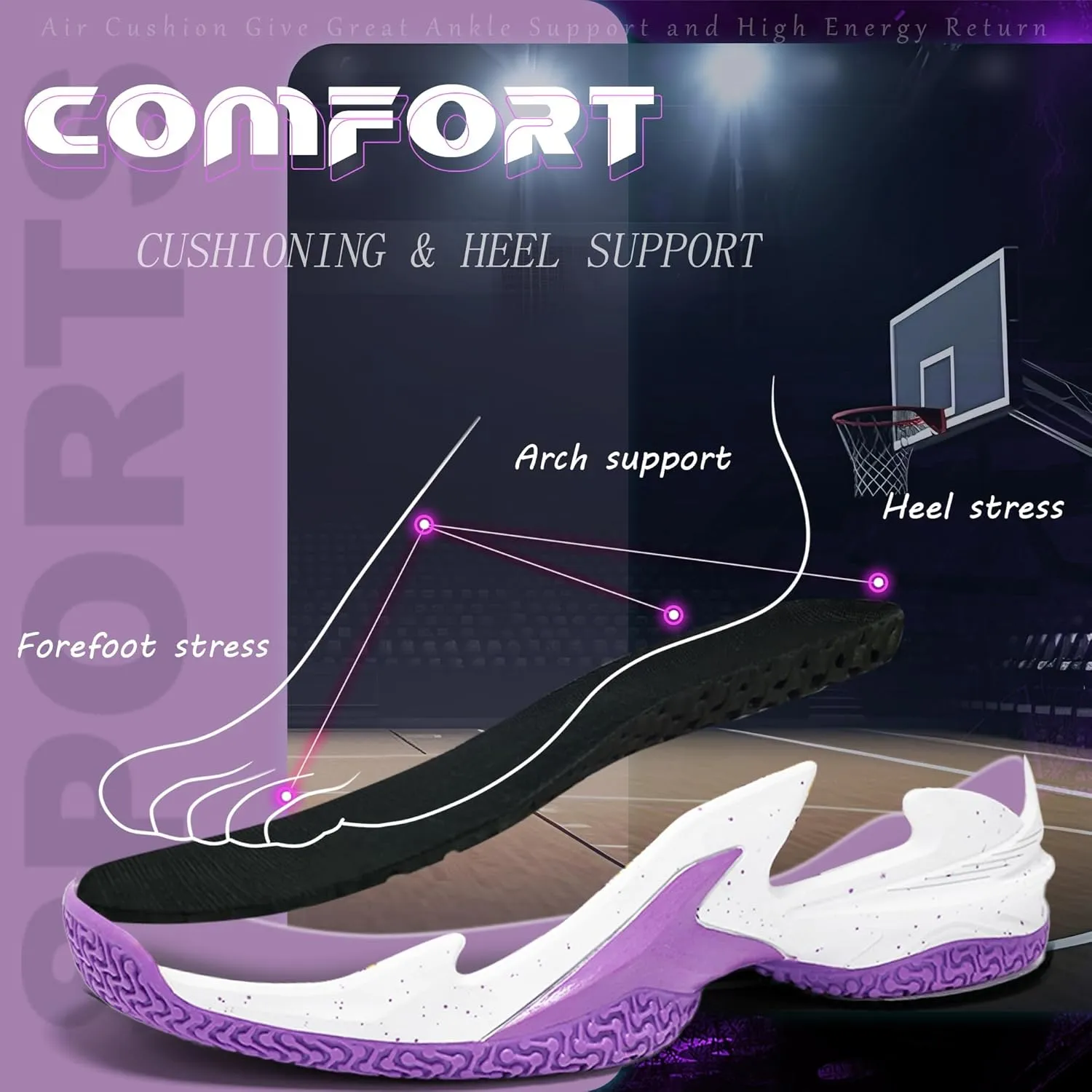 Men's Basketball Shoes Breathable Anti Slip Fashionable Graffiti Training Shoes Outdoor Shoes