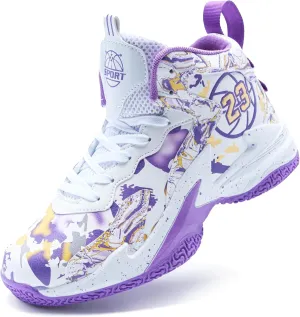 Men's Basketball Shoes Breathable Anti Slip Fashionable Graffiti Training Shoes Outdoor Shoes