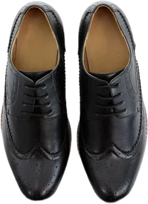 Mens Boys Lace Up Dress Shoes Brogue Father Son Formal Footwear