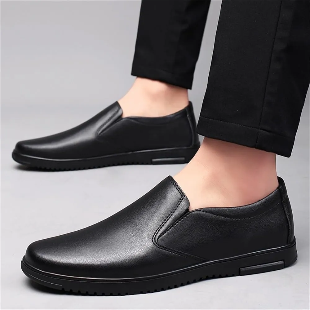 Mens British Style Leather Oxford Flats Slip On Business Dress Office Wedding Party Suit Shoes Comfortable Low Top Walking