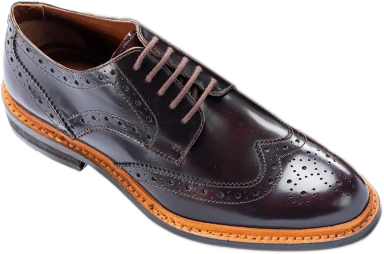 Mens Brogue Leather Dress Shoes Wingtip Lace up Formal Wedding Footwear