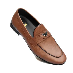 Men's Brown Elegant Synthetic Formal Shoes with Embossed Accent MR347