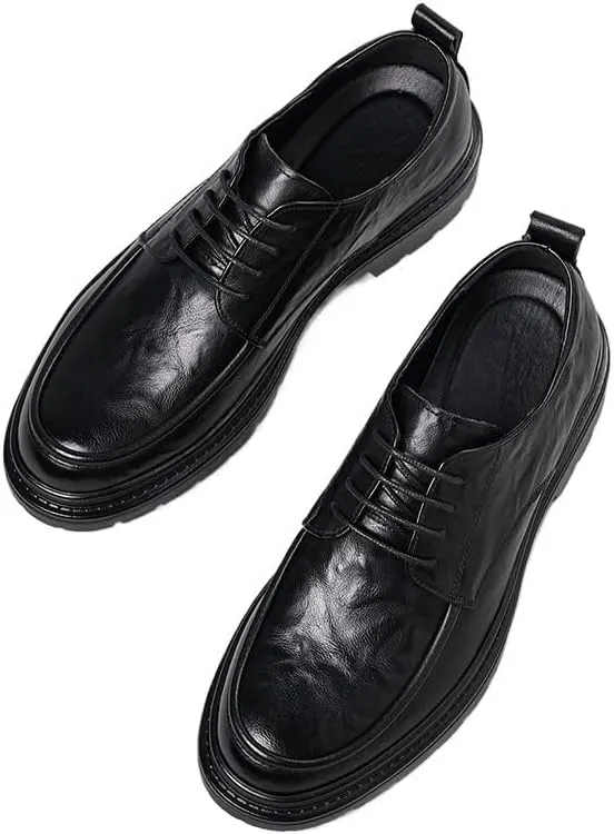 Men's Business Lace-ups Casual Leather Shoes Men's Low Thick Bottom Shoes Driving Comfortable Shoes(D,9.5)