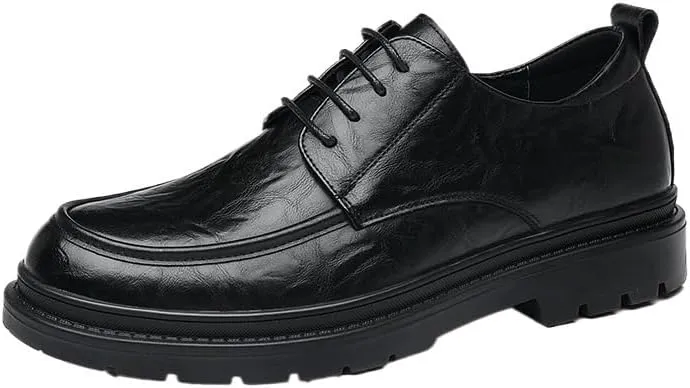 Men's Business Lace-ups Casual Leather Shoes Men's Low Thick Bottom Shoes Driving Comfortable Shoes(D,9.5)