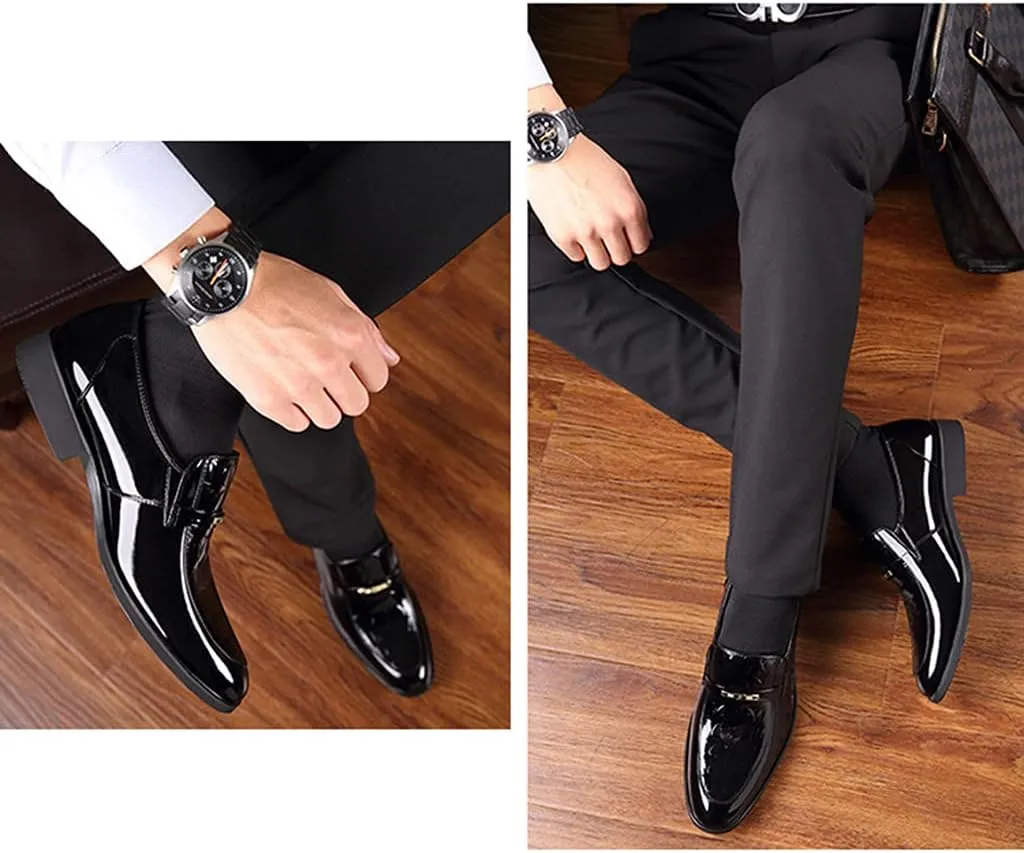 Men's Business Leather Shoes,Banquet Wedding Prom Dress Shoes British Work Office Formal Shoes,Black- 44/UK 9.5/US 10