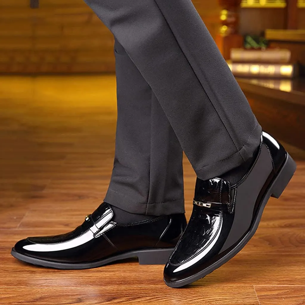 Men's Business Leather Shoes,Banquet Wedding Prom Dress Shoes British Work Office Formal Shoes,Black- 44/UK 9.5/US 10