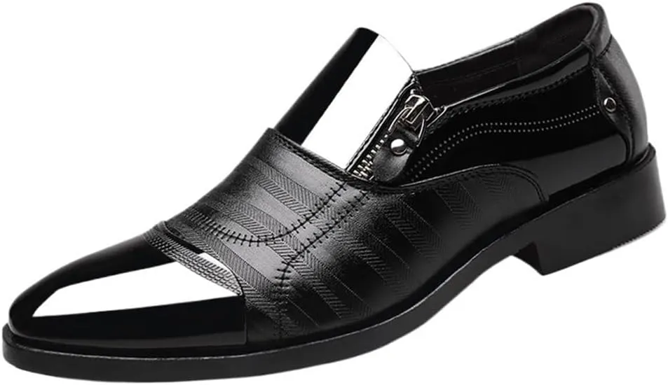 Mens Business Oxford Dress Shoes Breathable Leather Formal Office Wedding Party Rubber Sole Moccasins