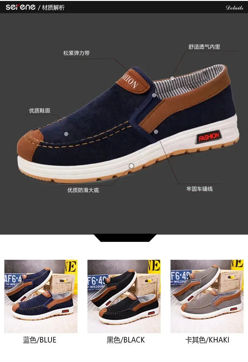 Men's canvas shoes, men's shoes, one foot lazy shoes, cowhide sole, anti slip and wear-resistant casual shoes for men