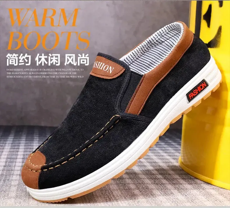 Men's canvas shoes, men's shoes, one foot lazy shoes, cowhide sole, anti slip and wear-resistant casual shoes for men