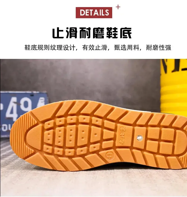 Men's canvas shoes, men's shoes, one foot lazy shoes, cowhide sole, anti slip and wear-resistant casual shoes for men