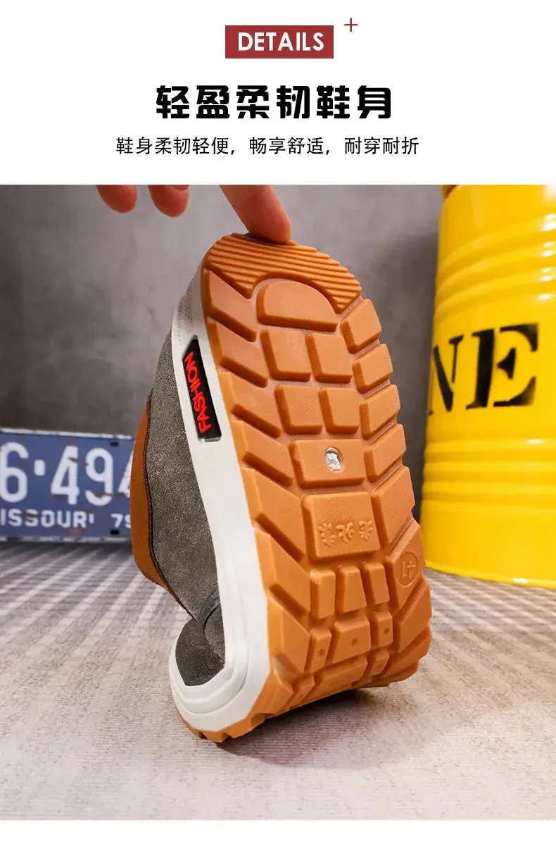 Men's canvas shoes, men's shoes, one foot lazy shoes, cowhide sole, anti slip and wear-resistant casual shoes for men