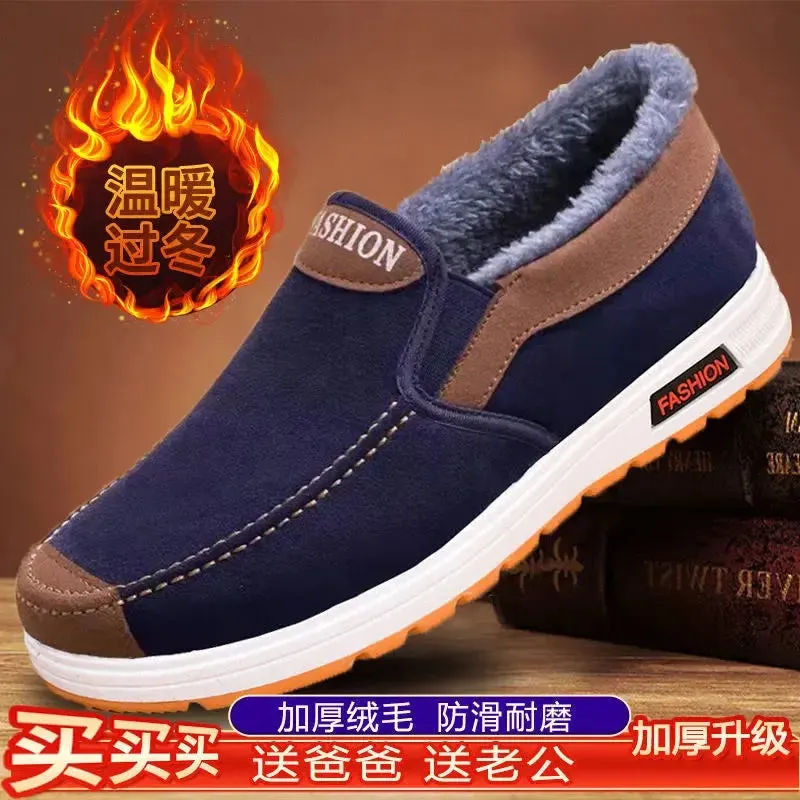 Men's canvas shoes, men's shoes, one foot lazy shoes, cowhide sole, anti slip and wear-resistant casual shoes for men