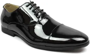 Men's Cap Toe Dress Patent Black Lace up Oxfords Tuxedo Shoes by Azar