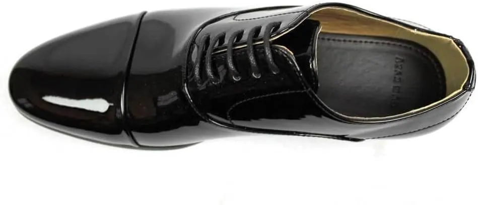 Men's Cap Toe Dress Patent Black Lace up Oxfords Tuxedo Shoes by Azar