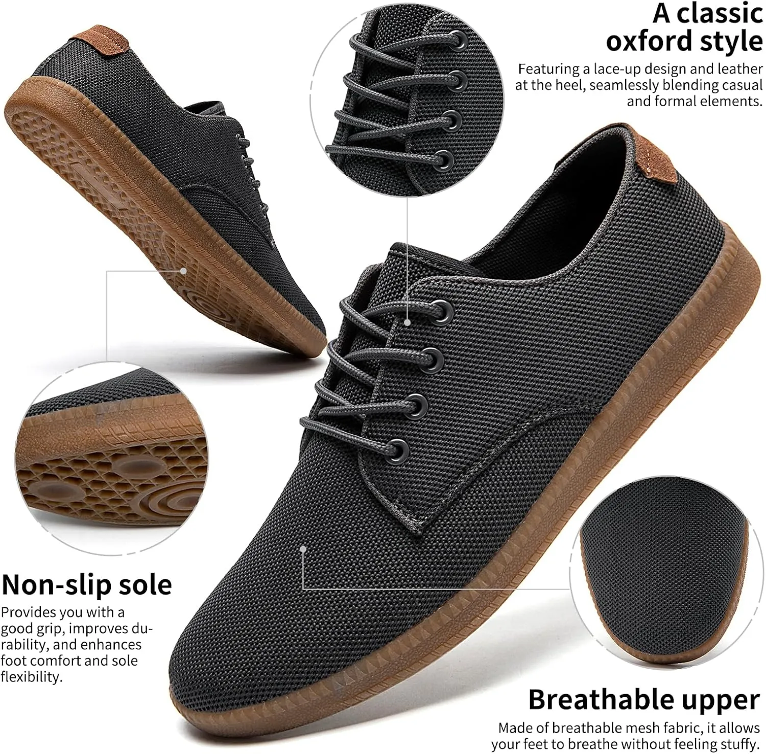 Mens Casual Dress Shoes - for Men Slip On Shoes for Men Black Business Casual Sneakers for Men Loafers Breathable Mesh Gym Workout Tennis Shoes Running Shoes Walking Shoes