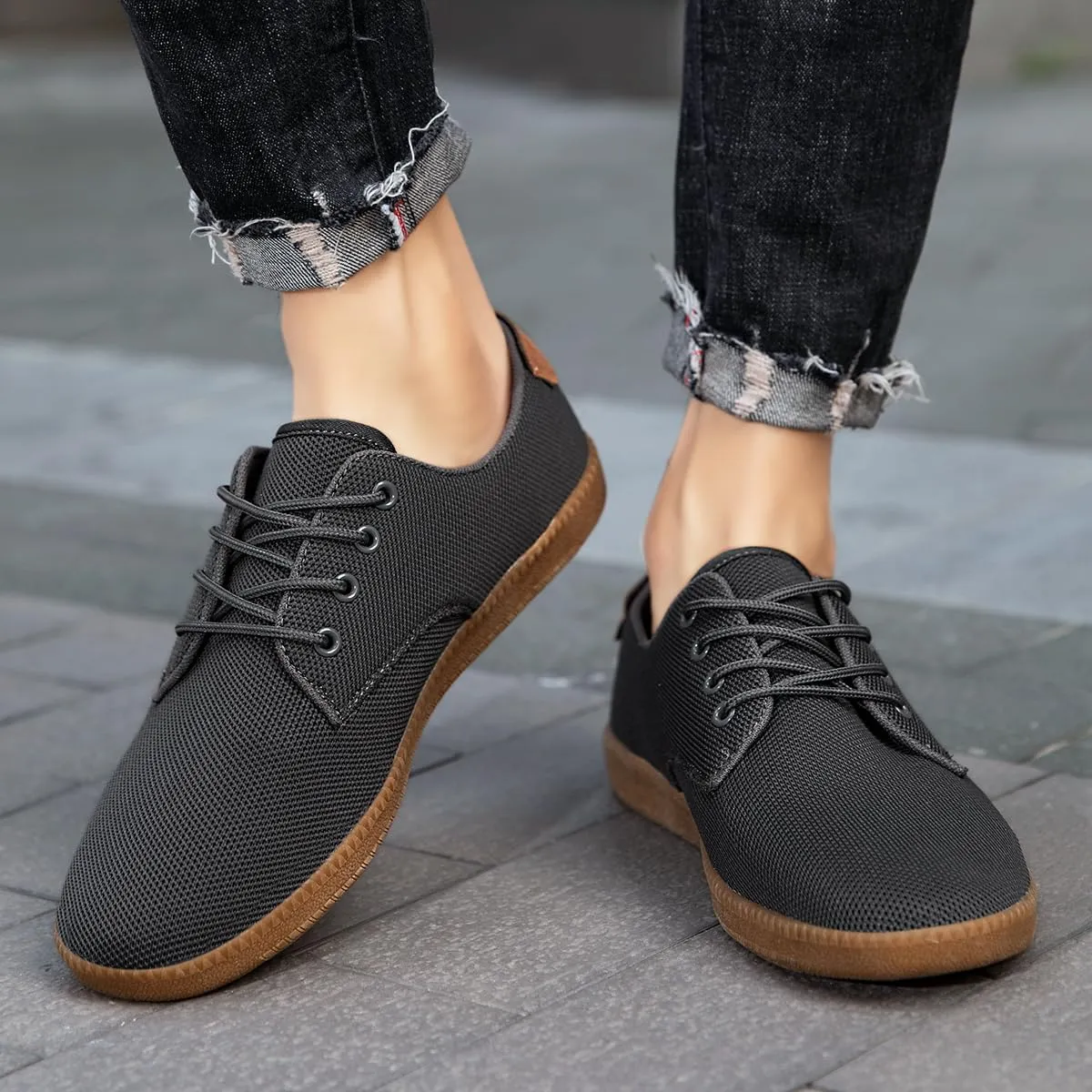 Mens Casual Dress Shoes - for Men Slip On Shoes for Men Black Business Casual Sneakers for Men Loafers Breathable Mesh Gym Workout Tennis Shoes Running Shoes Walking Shoes