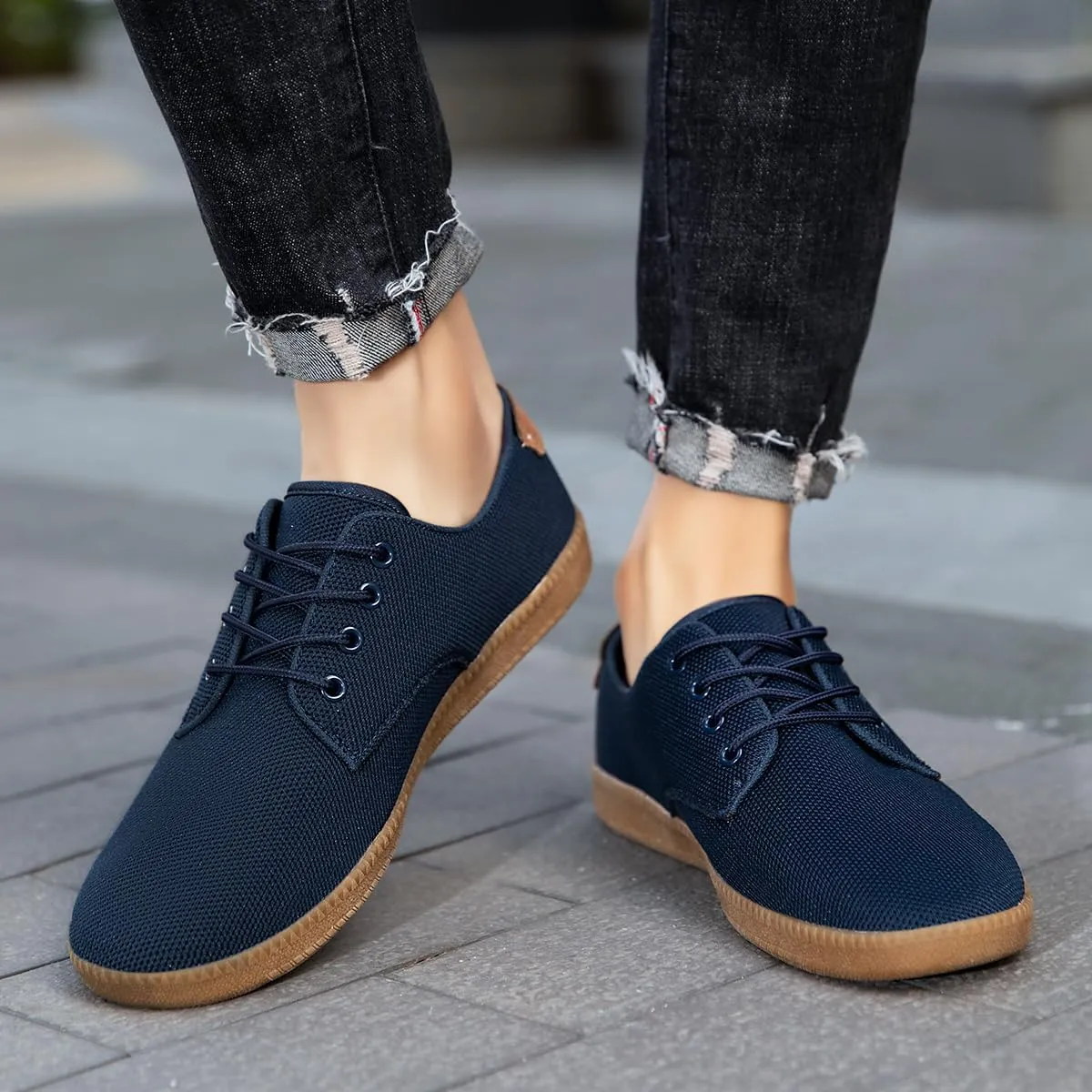 Mens Casual Dress Shoes - for Men Slip On Shoes for Men Black Business Casual Sneakers for Men Loafers Breathable Mesh Gym Workout Tennis Shoes Running Shoes Walking Shoes