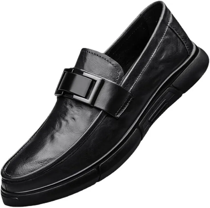 Men's Casual Oxford Leather Slip-On Dress Shoes Business Formal Comfortable Office Work Non-Slip Loafers for Men