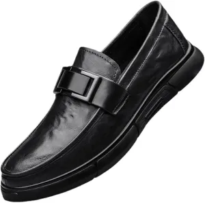 Men's Casual Oxford Leather Slip-On Dress Shoes Business Formal Comfortable Office Work Non-Slip Loafers for Men