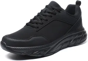 Men's Casual Sneakers Anti-Slip Wear-Resistant Platform Soft Thick Outsole Water-Proof Leather Upper Lightweight Fashionable Cushioned Lace-Up Workout Outdoor Travel Sports Shoes