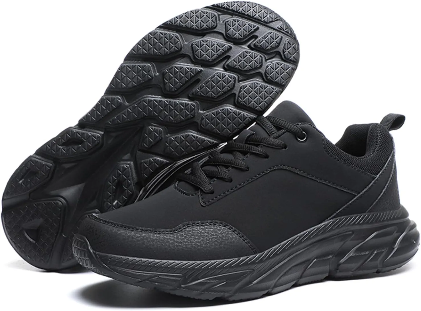 Men's Casual Sneakers Anti-Slip Wear-Resistant Platform Soft Thick Outsole Water-Proof Leather Upper Lightweight Fashionable Cushioned Lace-Up Workout Outdoor Travel Sports Shoes