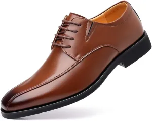 Men's Classic Derby Oxford Dress Shoes, Leather Lace-up (Brown, Adult, Men, 11.5, Digital, US Shoe System, M (Medium))
