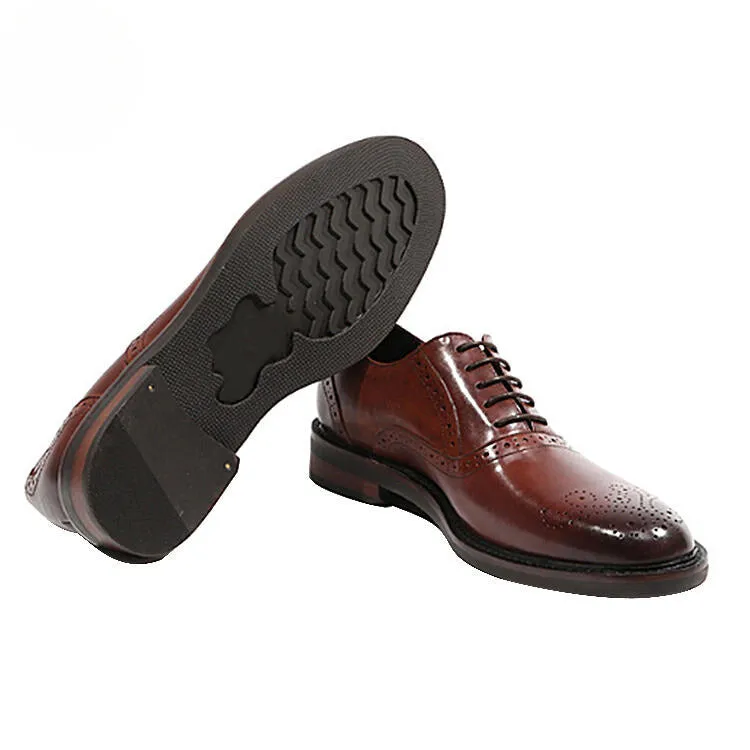 Men's Classic Handmade Cow Leather Brogue Dress Shoes