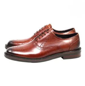 Men's Classic Handmade Cow Leather Brogue Dress Shoes