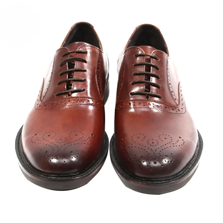Men's Classic Handmade Cow Leather Brogue Dress Shoes