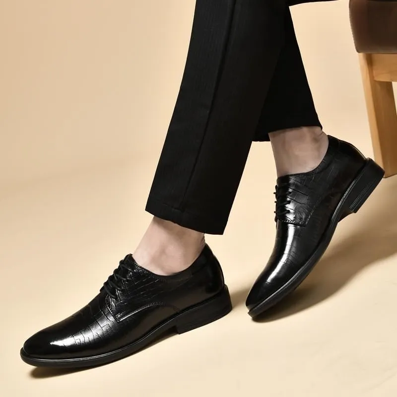 Men's Classic Slip On Dress Shoes Genuine Leather Oxford Shoes Non-Slip Business Formal Derby Shoes for Men(Black,8.5)