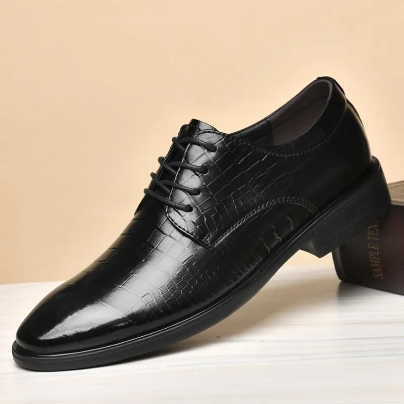 Men's Classic Slip On Dress Shoes Genuine Leather Oxford Shoes Non-Slip Business Formal Derby Shoes for Men(Black,8.5)