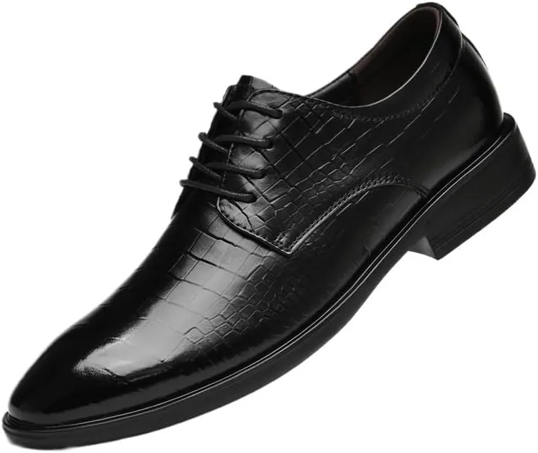 Men's Classic Slip On Dress Shoes Genuine Leather Oxford Shoes Non-Slip Business Formal Derby Shoes for Men(Black,8.5)