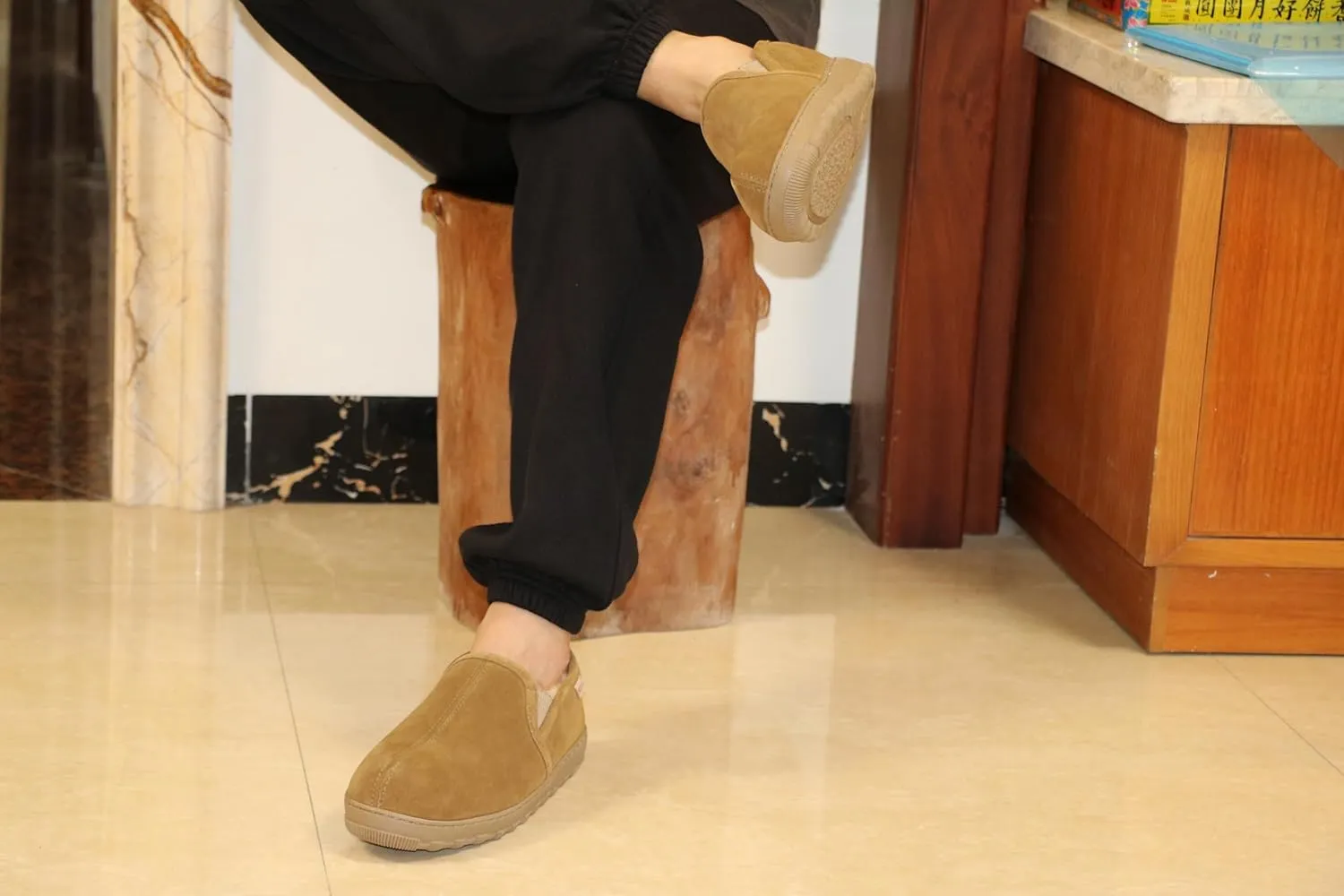 Men's Cow Suede Upper Shearling Indoor/Outdoor Slippers