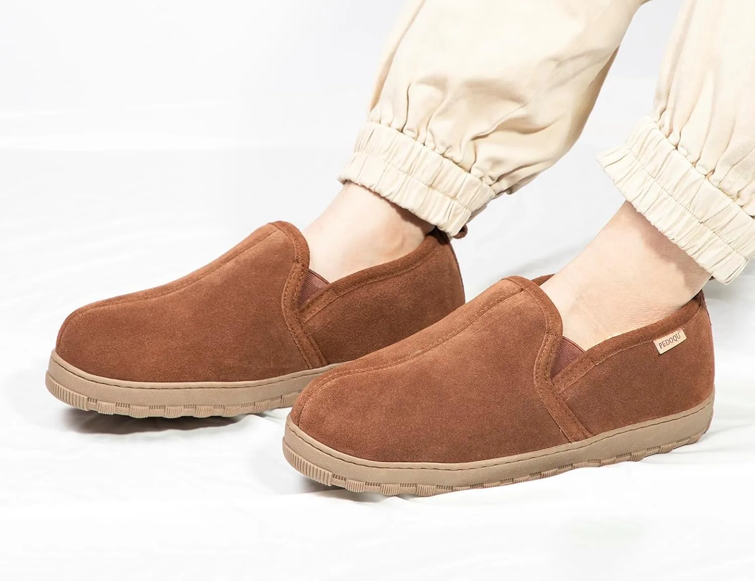 Men's Cow Suede Upper Shearling Indoor/Outdoor Slippers