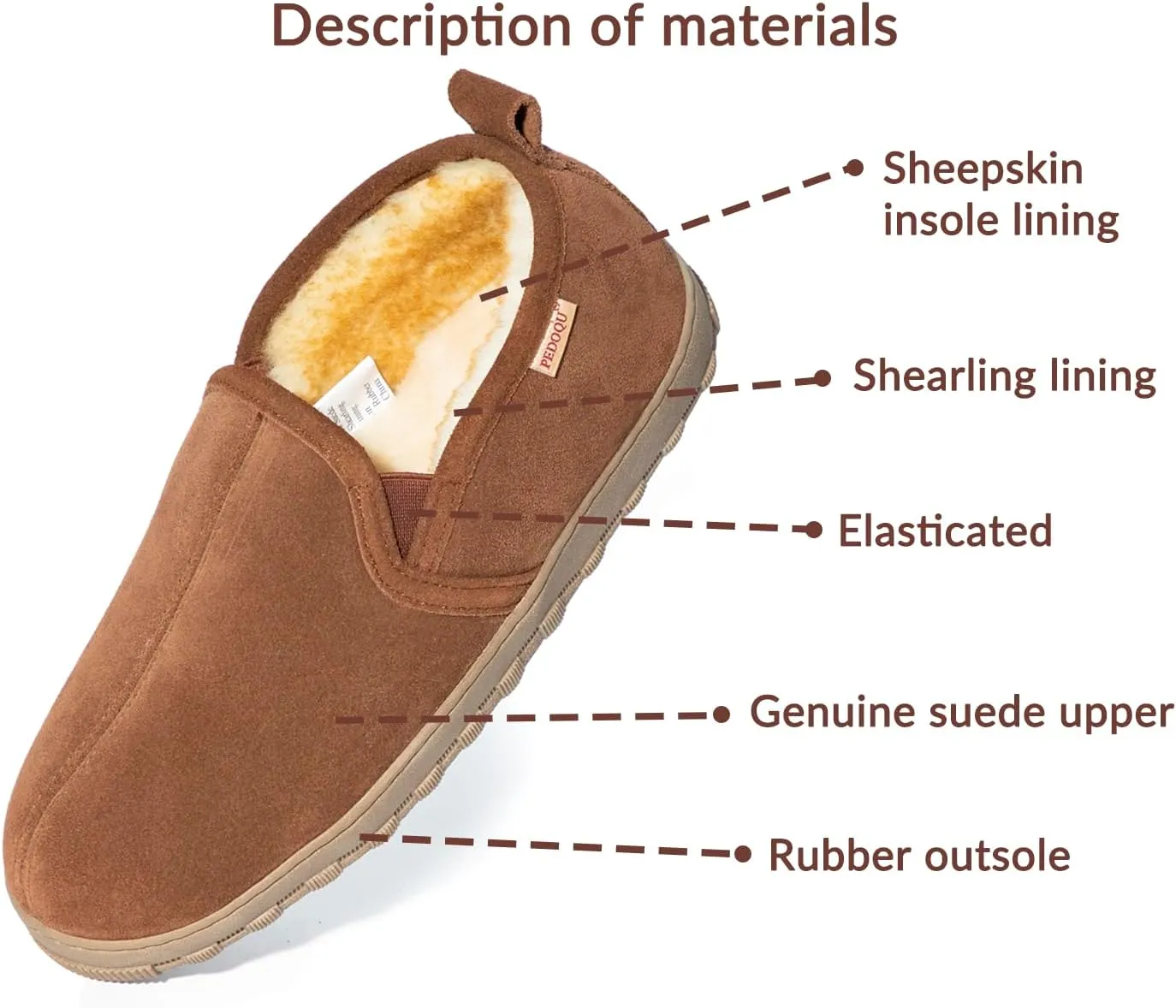 Men's Cow Suede Upper Shearling Indoor/Outdoor Slippers