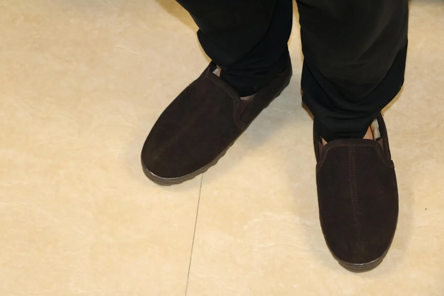 Men's Cow Suede Upper Shearling Indoor/Outdoor Slippers