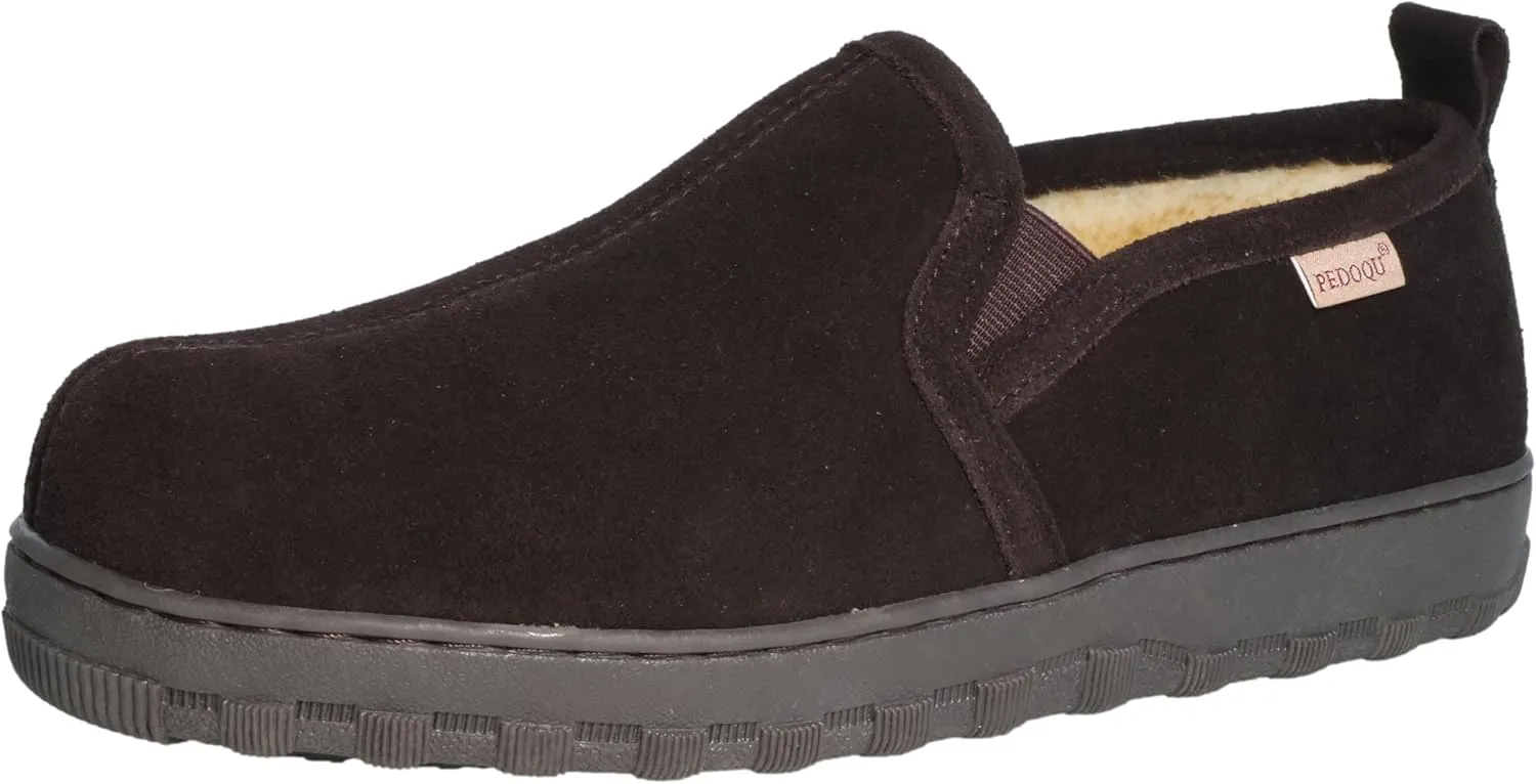 Men's Cow Suede Upper Shearling Indoor/Outdoor Slippers