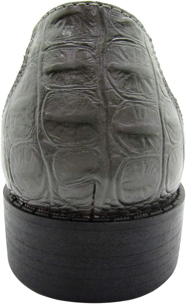 Men's Crocodile Skin Pattern Front Round Thick Laces Dress Oxford Shoes
