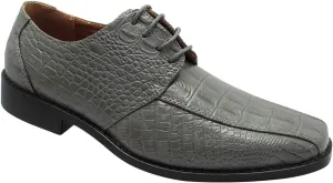 Men's Crocodile Skin Pattern Front Round Thick Laces Dress Oxford Shoes