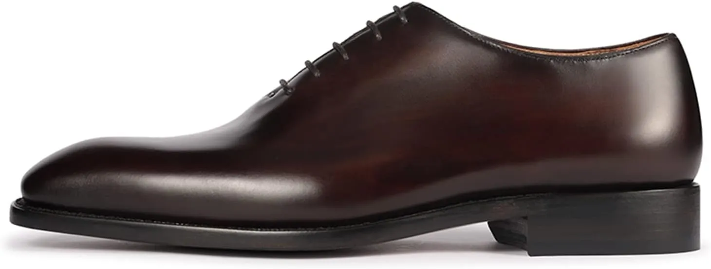 Mens Dress Shoes Leather Plain Toe Whole-Cut Oxford Shoes for Men