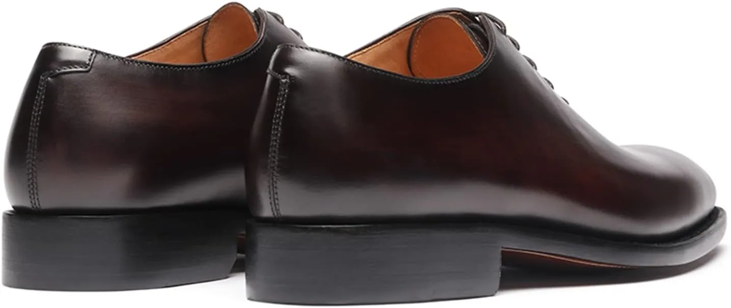 Mens Dress Shoes Leather Plain Toe Whole-Cut Oxford Shoes for Men