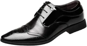 Men's Dress Shoes Mens Leather Formal Business Oxford Shoes Breathable Wingtip Retro Brogue Shoes for Men