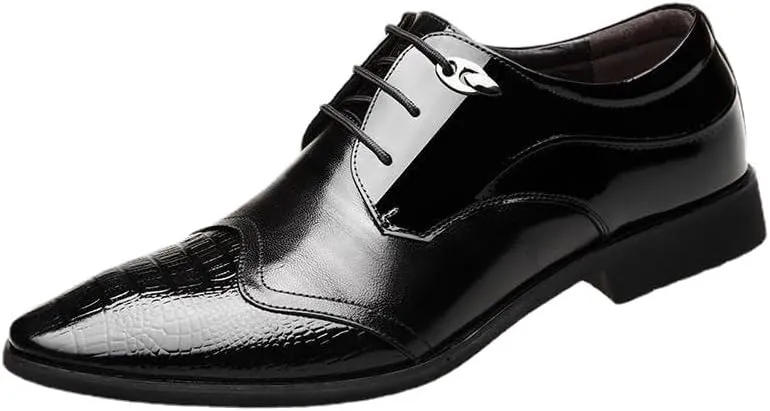 Men's Dress Shoes Mens Leather Formal Business Oxford Shoes Breathable Wingtip Retro Brogue Shoes for Men