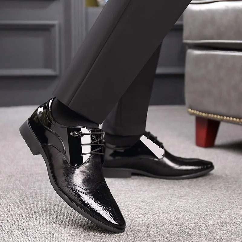 Men's Dress Shoes Mens Leather Formal Business Oxford Shoes Breathable Wingtip Retro Brogue Shoes for Men