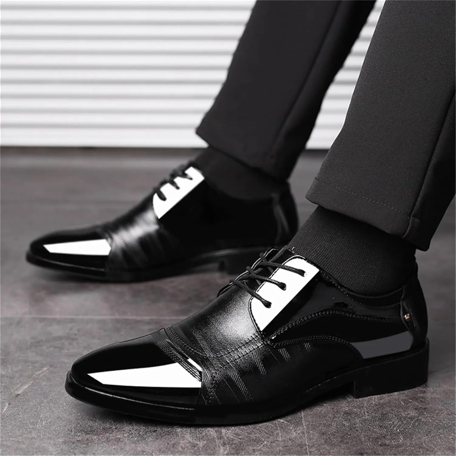 Mens Dress Shoes Oxford Shoes for Men Formal Pointed Lace Up Business Tuxedo Shoes