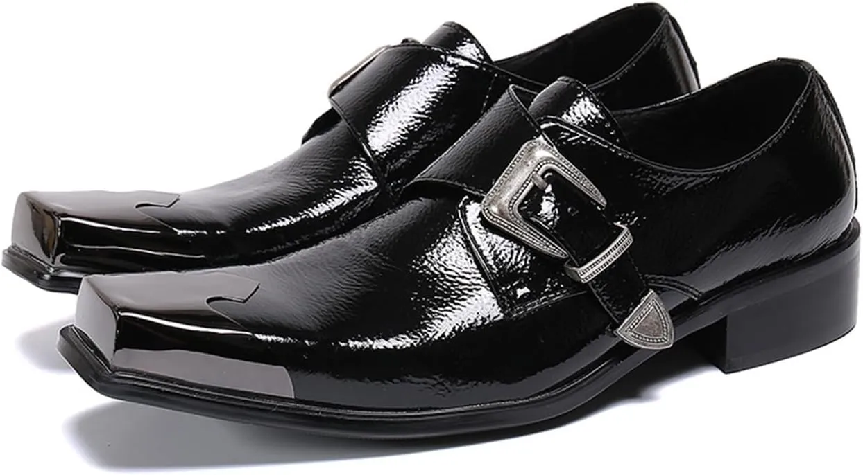 Mens Dress Shoes, Retro Oxford Cowhide Shoes Genuine Leather Large Size Low Top Metal Toe Slip-Ons Breathable Formal Shoes, Casual Shoes