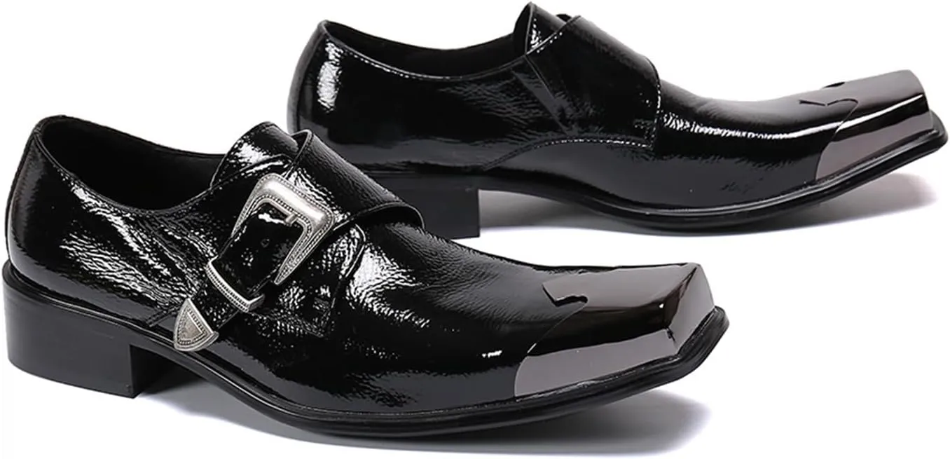 Mens Dress Shoes, Retro Oxford Cowhide Shoes Genuine Leather Large Size Low Top Metal Toe Slip-Ons Breathable Formal Shoes, Casual Shoes