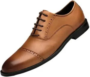 Men's Dress Shoes Vintage Formal Business Oxfords Shoes Fashion Lace Up Wedding Tuxedo Derby Shoes for Men