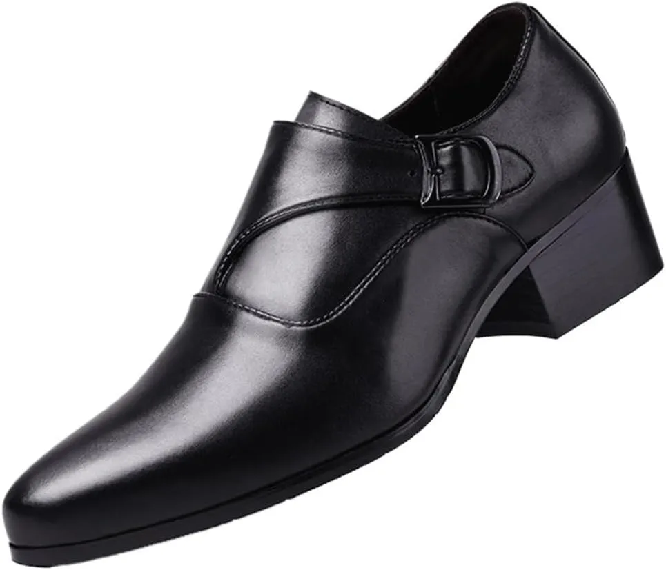 Mens Elevator Shoes Invisible Height Increase Pointed Toe Business Dress Oxfords Office Shoes for Taller Men